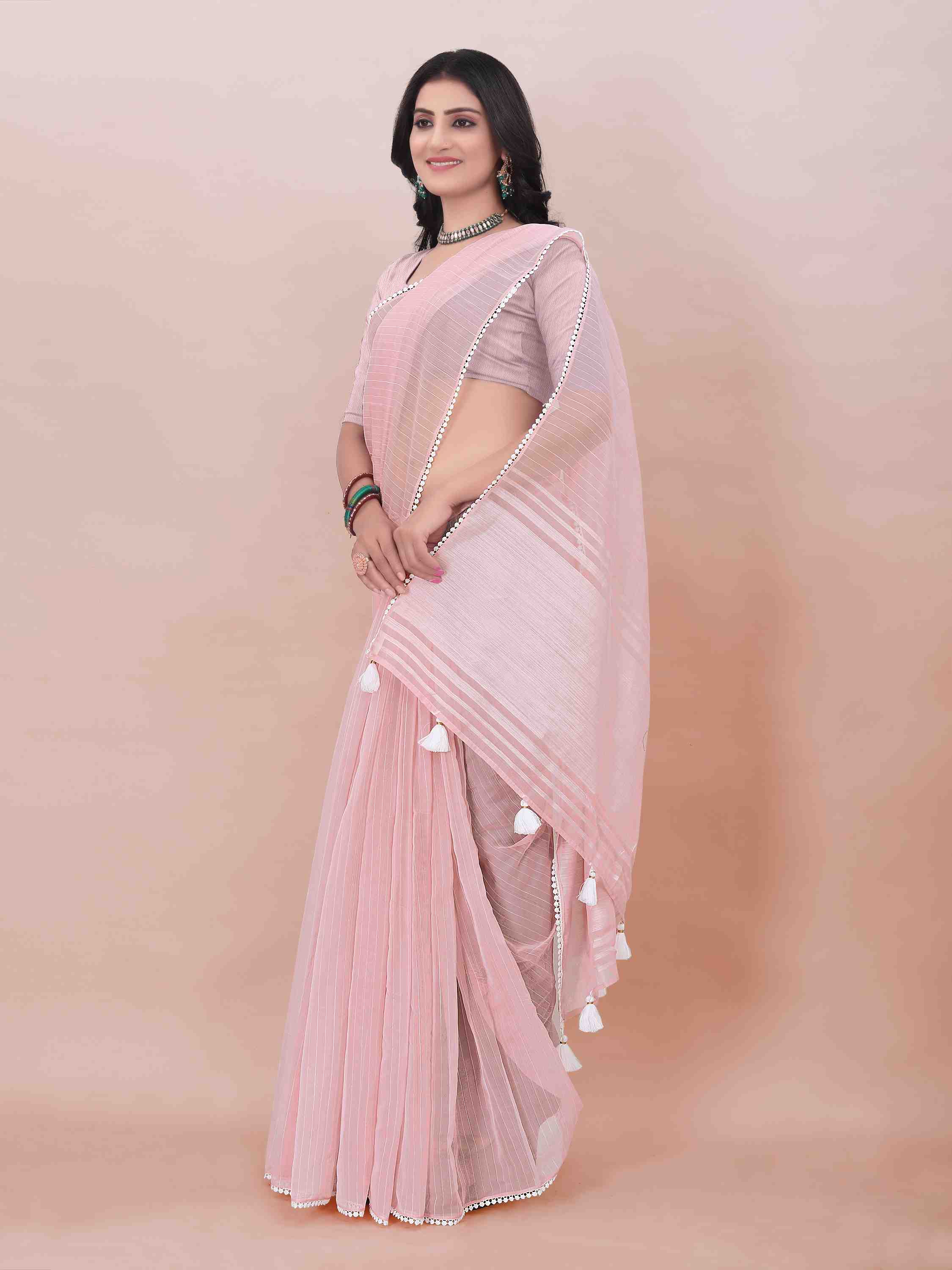 PINK ORGANZA SAREE