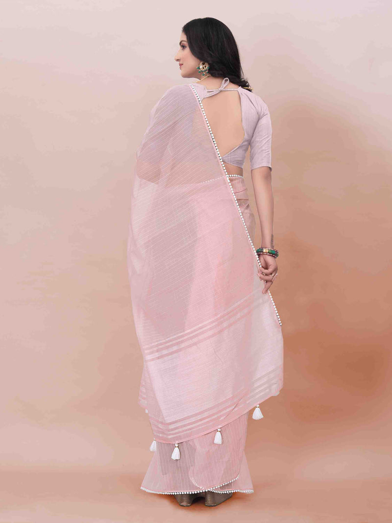 PINK ORGANZA SAREE