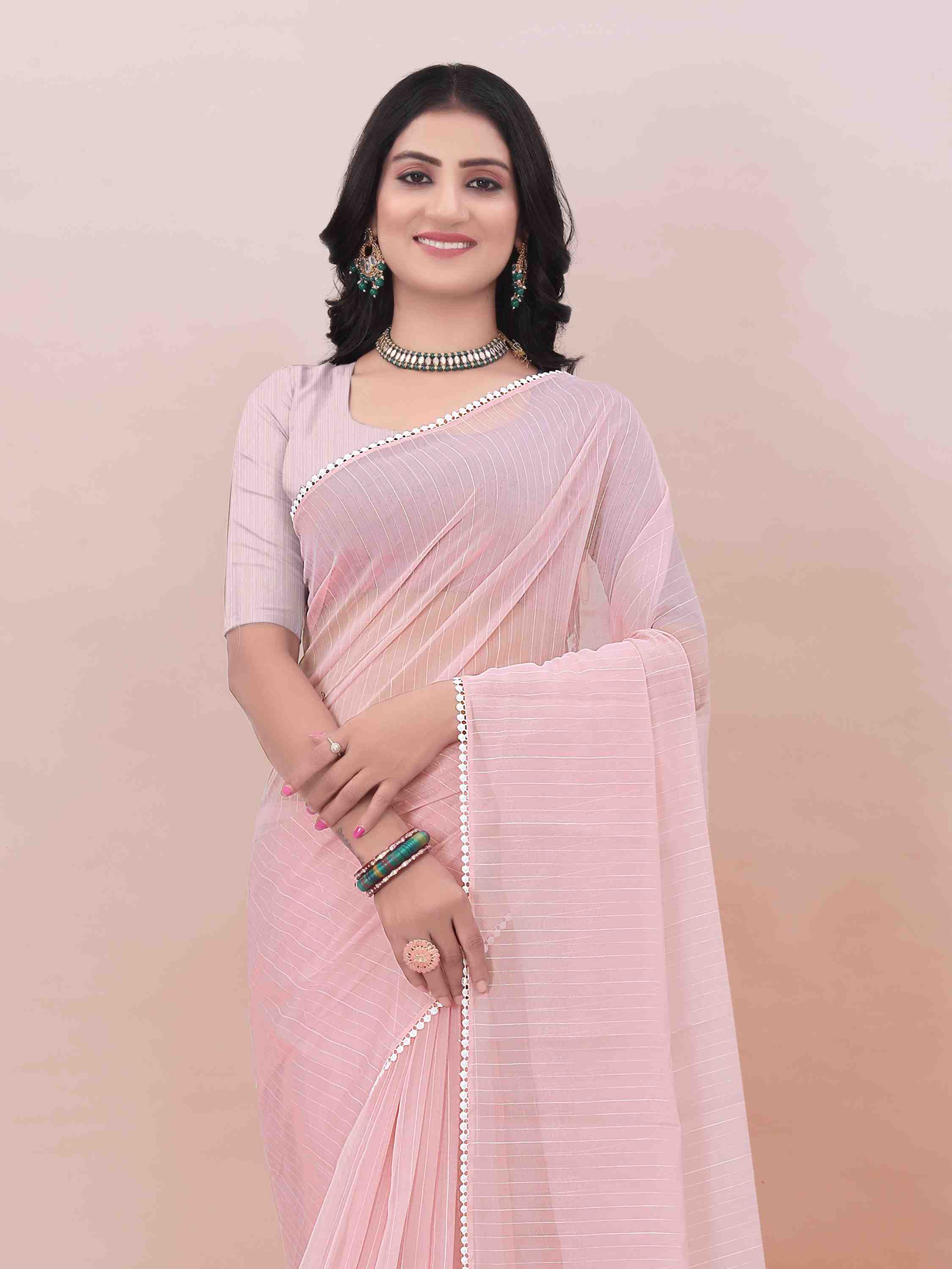 PINK ORGANZA SAREE