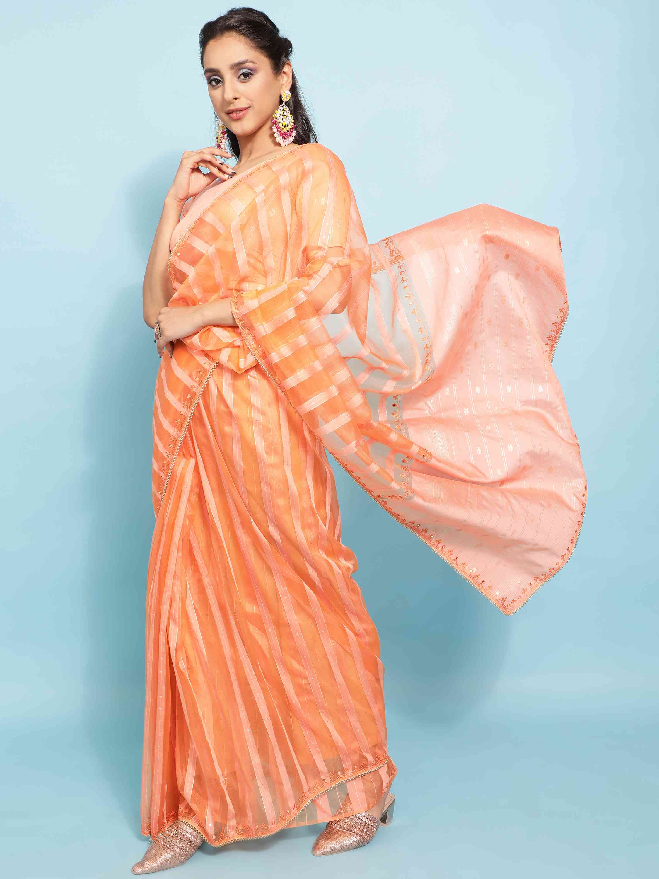 DUNGRANI PEACH FEEZY FIGARO LIVA SILK SAREE