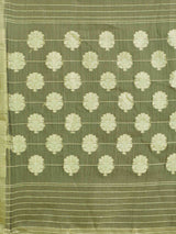 DUNGRANI MARIGOLD OLIVE GREEN FEEZY ORGANZA SAREE WITH BLOUSE
