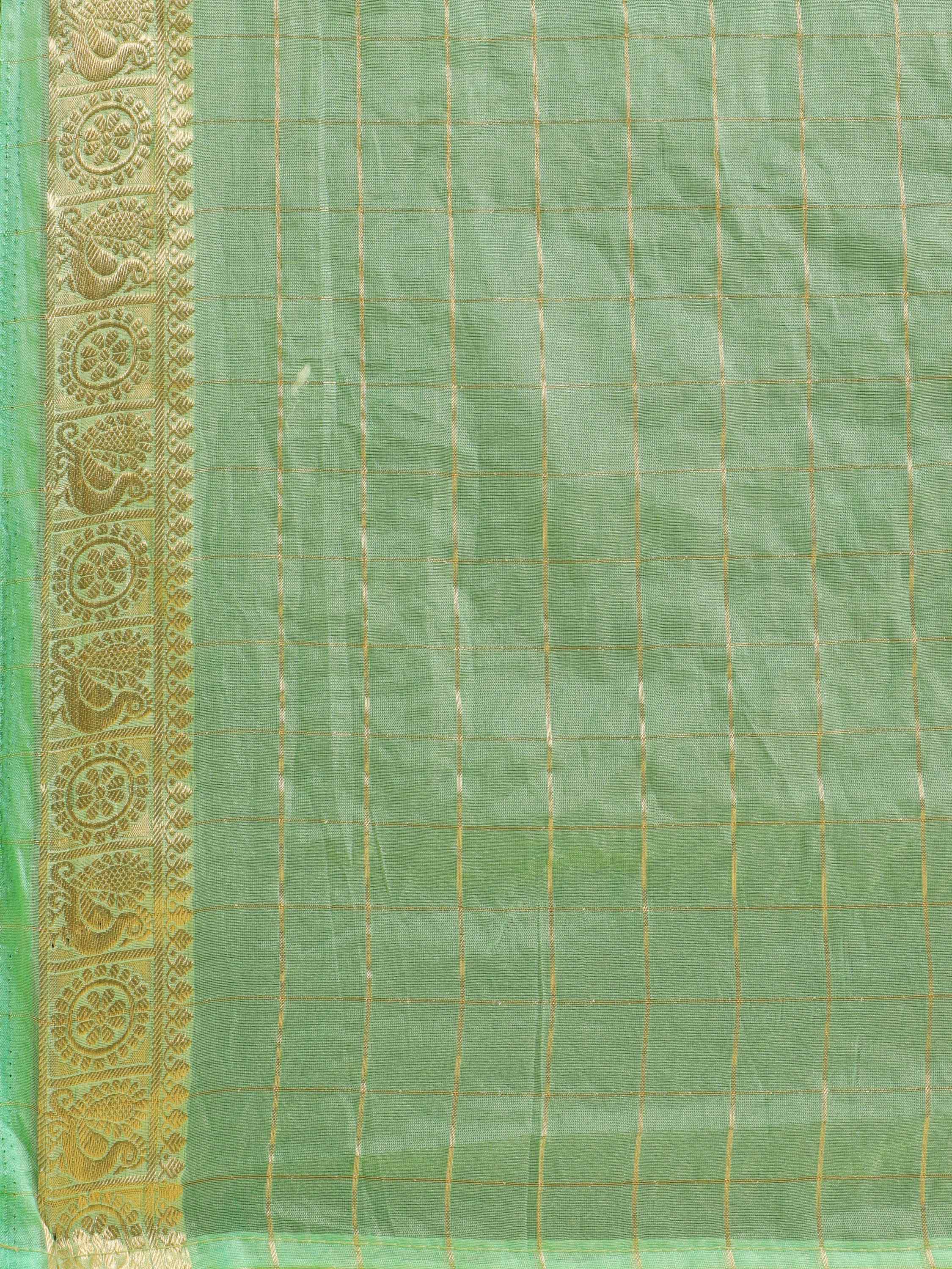 DUNGRANI TURQUOISE ORGANZA CHEX SAREE WITH BLOUSE