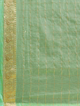 DUNGRANI TURQUOISE ORGANZA CHEX SAREE WITH BLOUSE