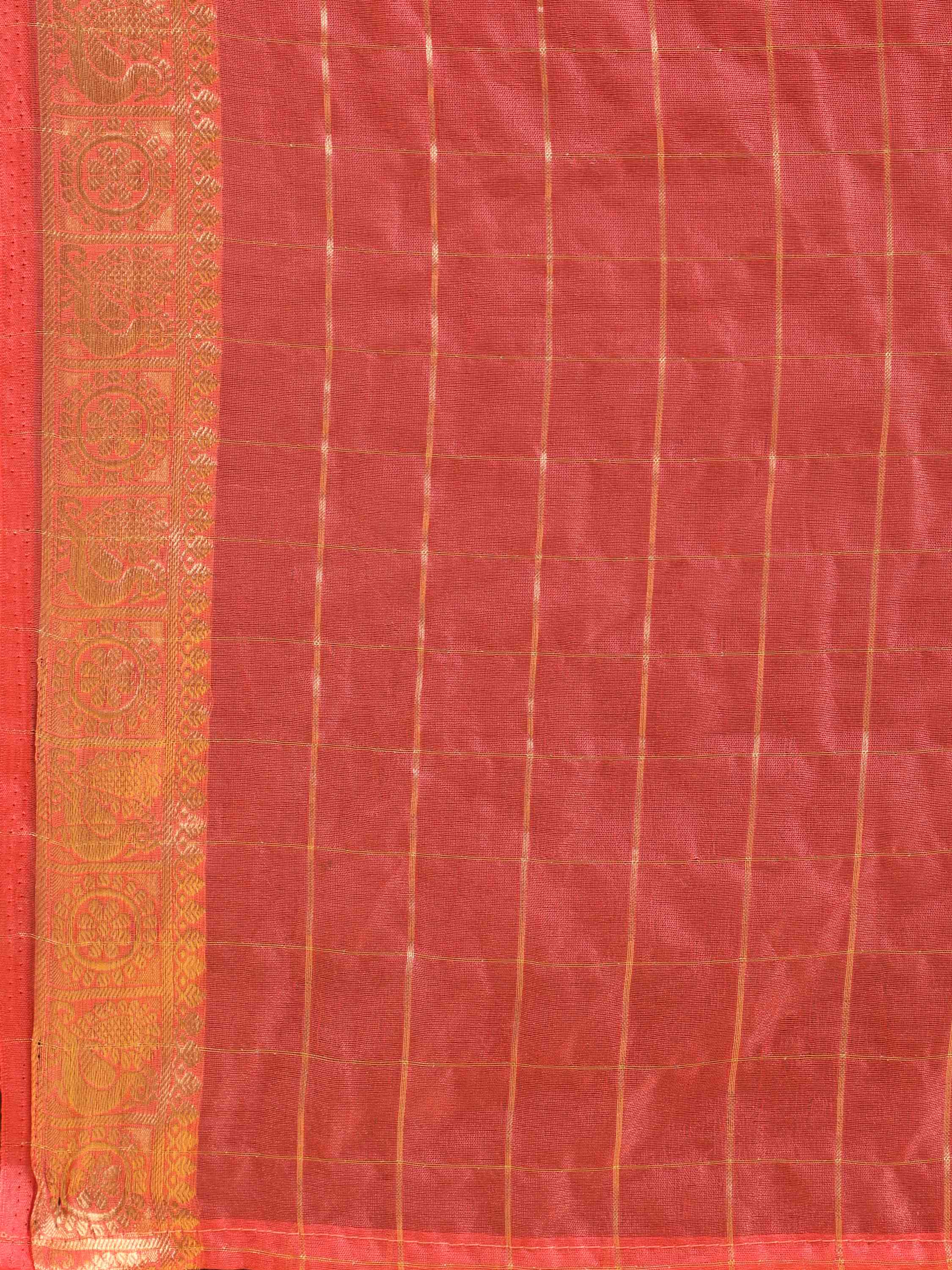 DUNGRANI PINK ORGANZA CHEX SAREE WITH BLOUSE