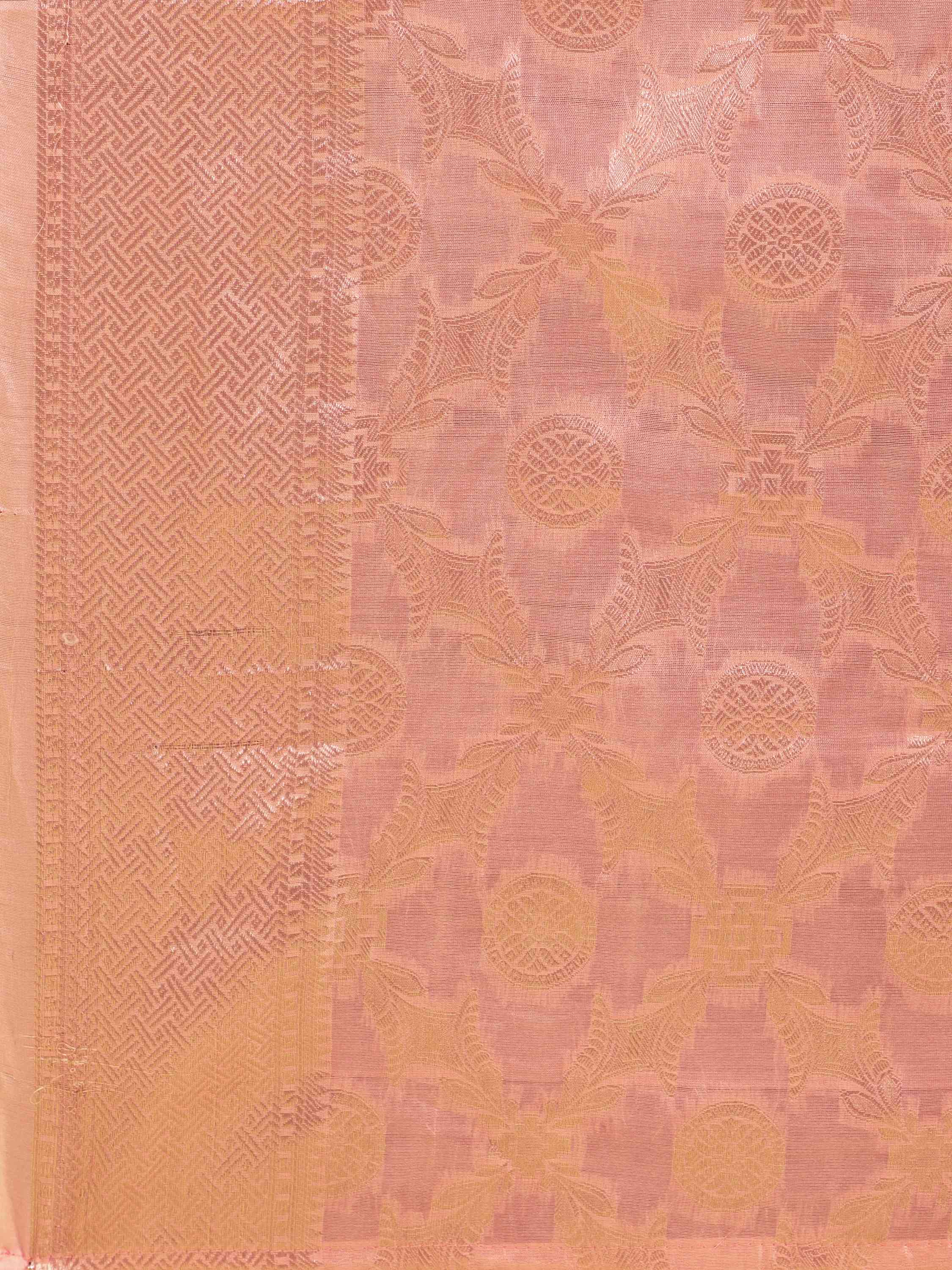 PEACH BANARASI ORGANZA SILK SAREE