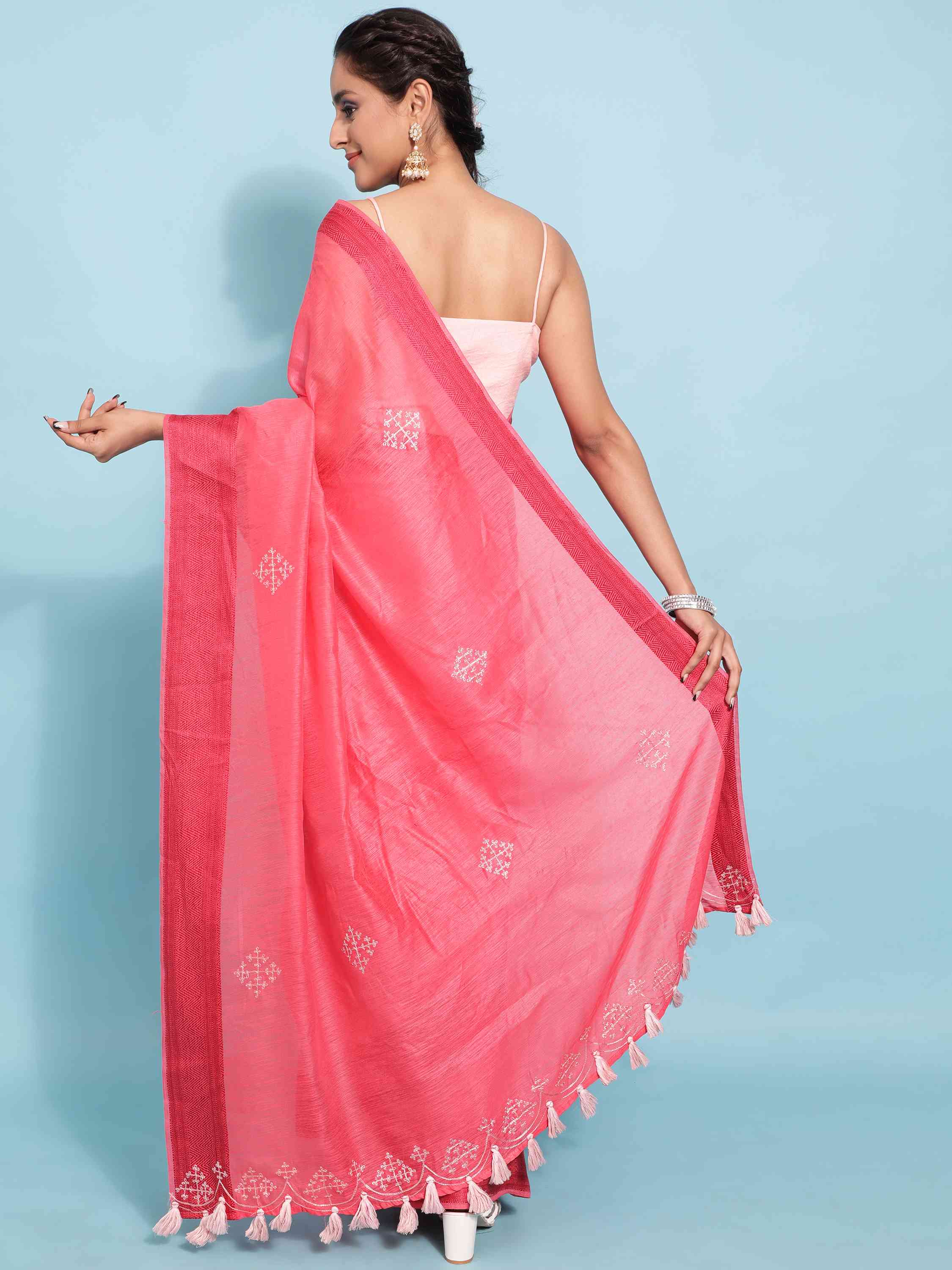  PINK COTTON SILK SAREE WITH BLOUSE