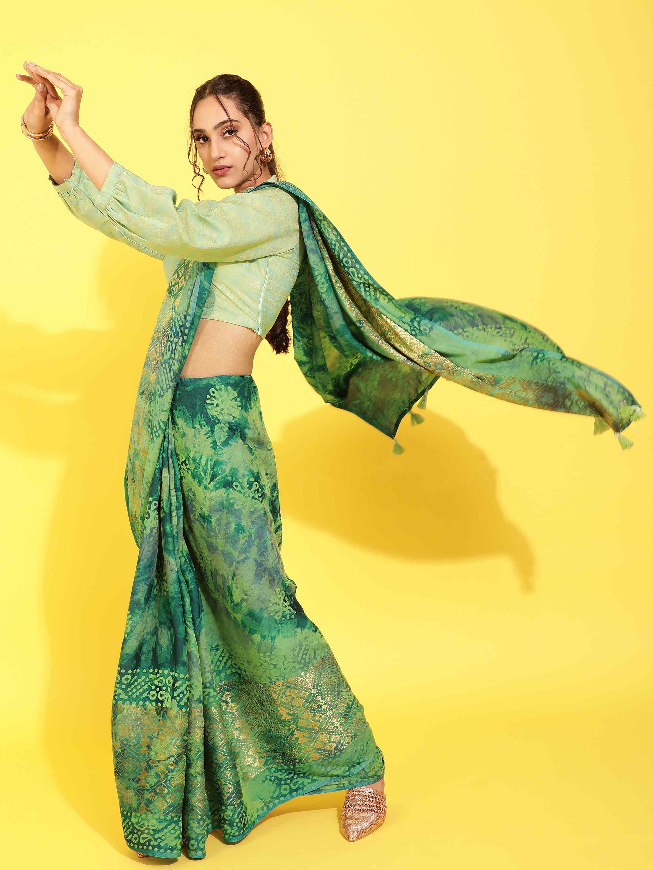 DUNGRANI PISTA VIVACIOUS PATOLA BATIK LIVA SAREE