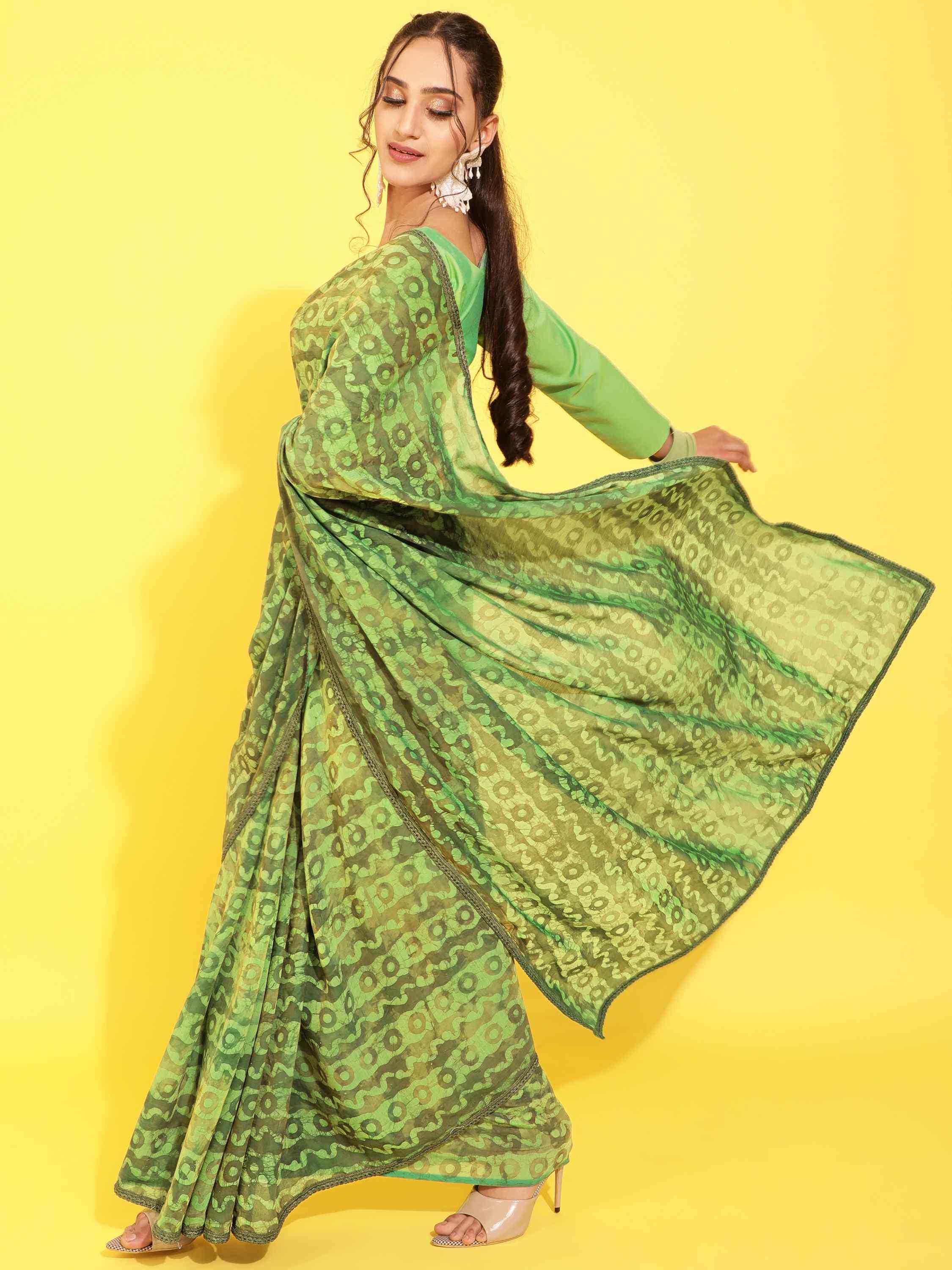 DUNGRANI GREEN CIARA MODAL BATIK LIVA SAREE