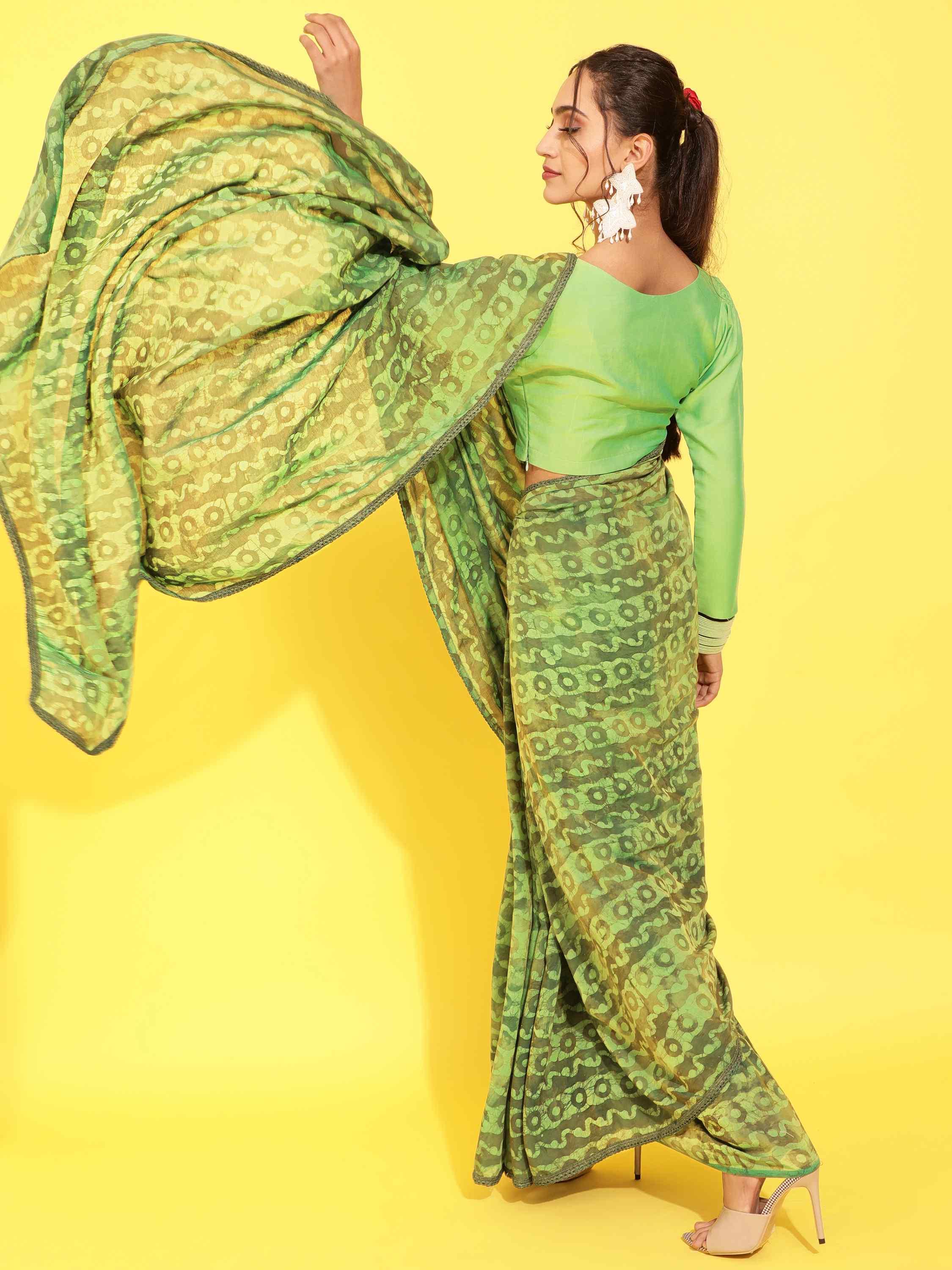 DUNGRANI GREEN CIARA MODAL BATIK LIVA SAREE