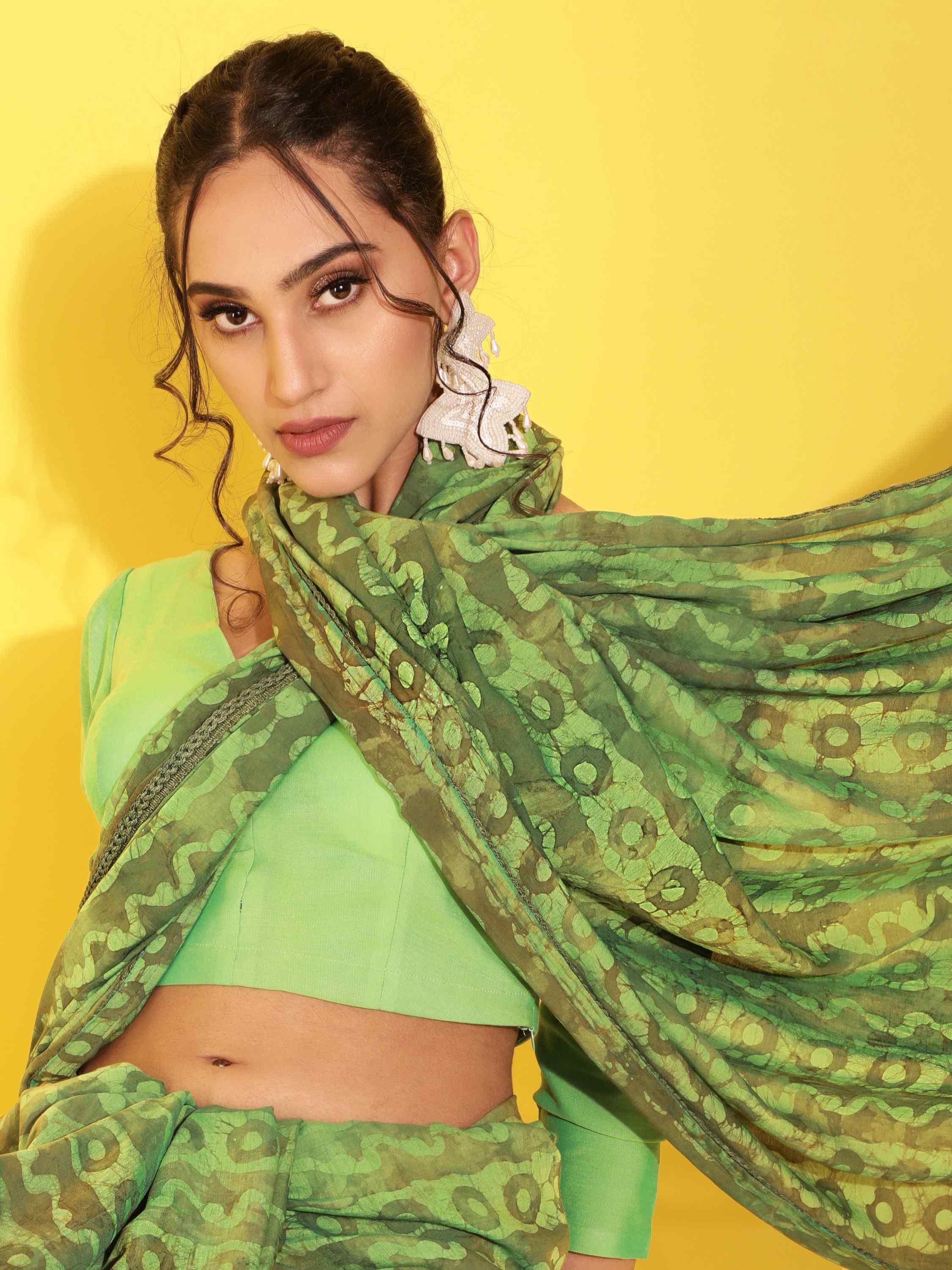 DUNGRANI GREEN CIARA MODAL BATIK LIVA SAREE