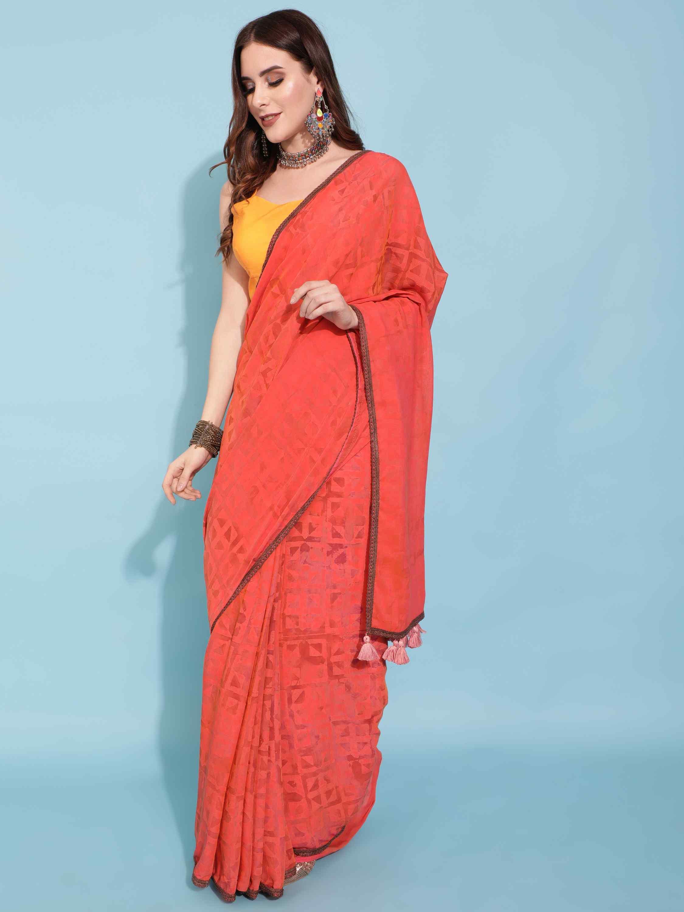 ORANGE CIARA MODAL BATIK LIVA SAREE