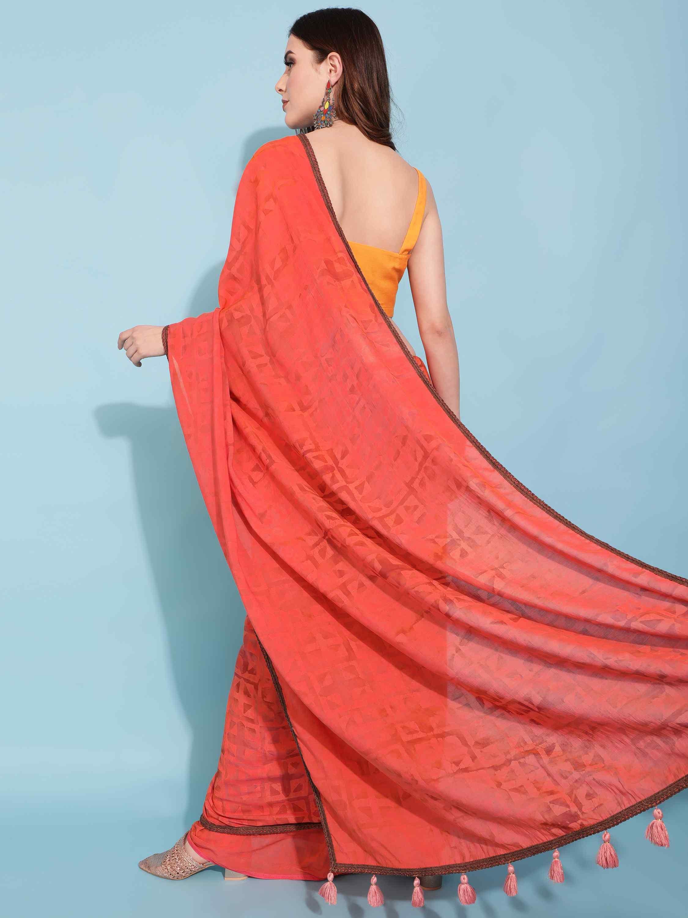 ORANGE CIARA MODAL BATIK LIVA SAREE