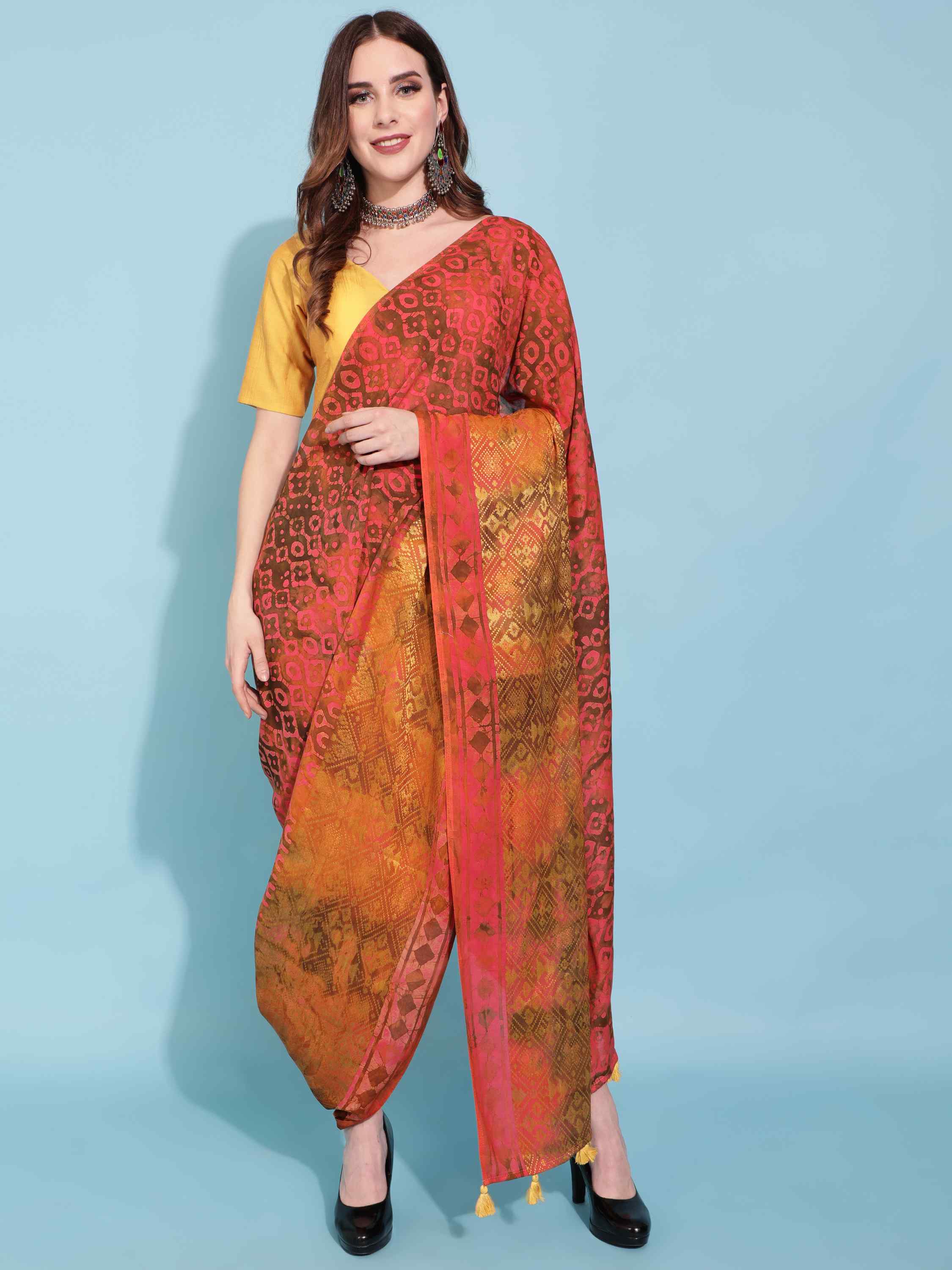 RED VIVACIOUS PATOLA BATIK LIVA SAREE