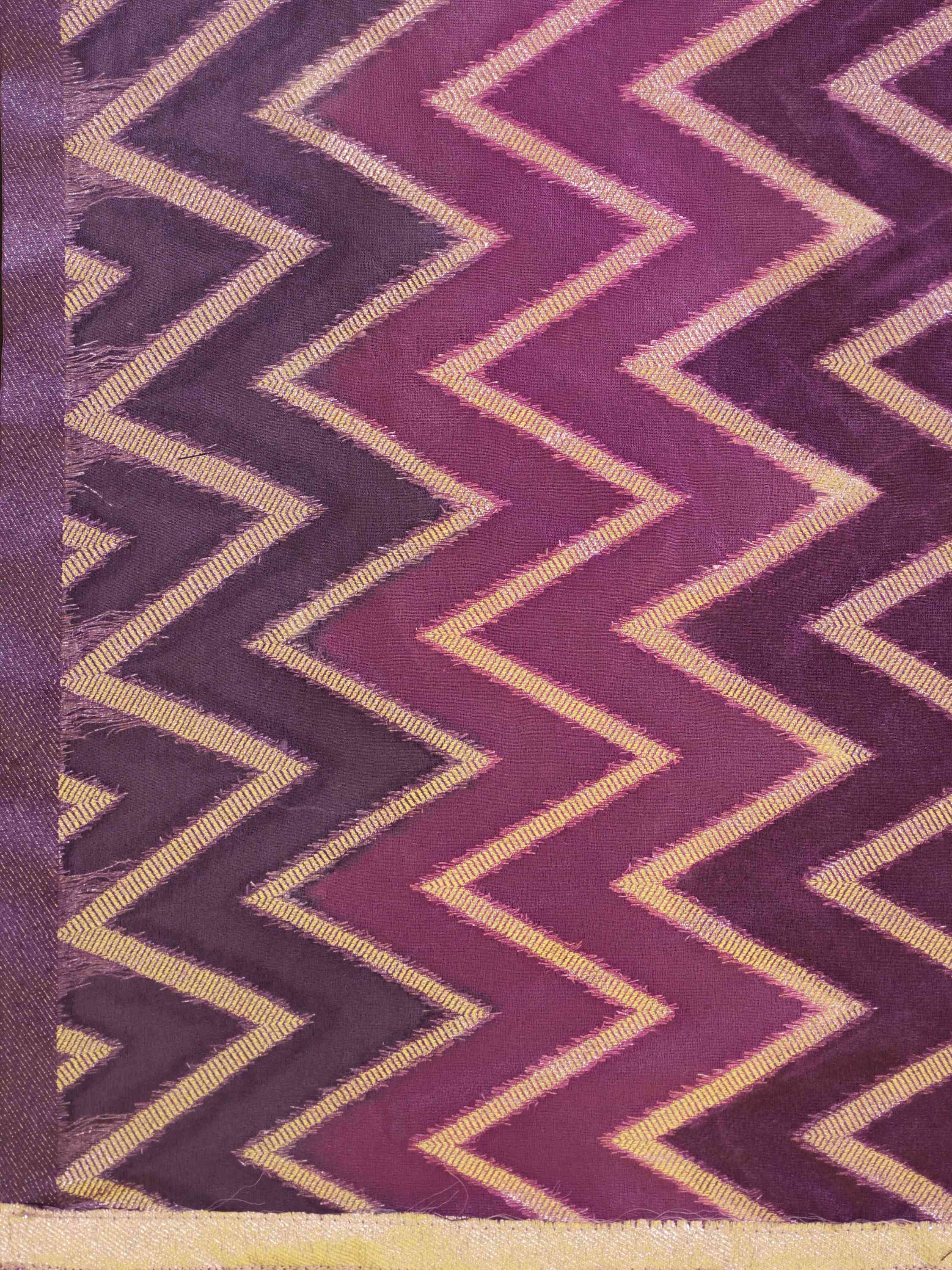 PURPLE ORGANZA CHEVRON SAREE