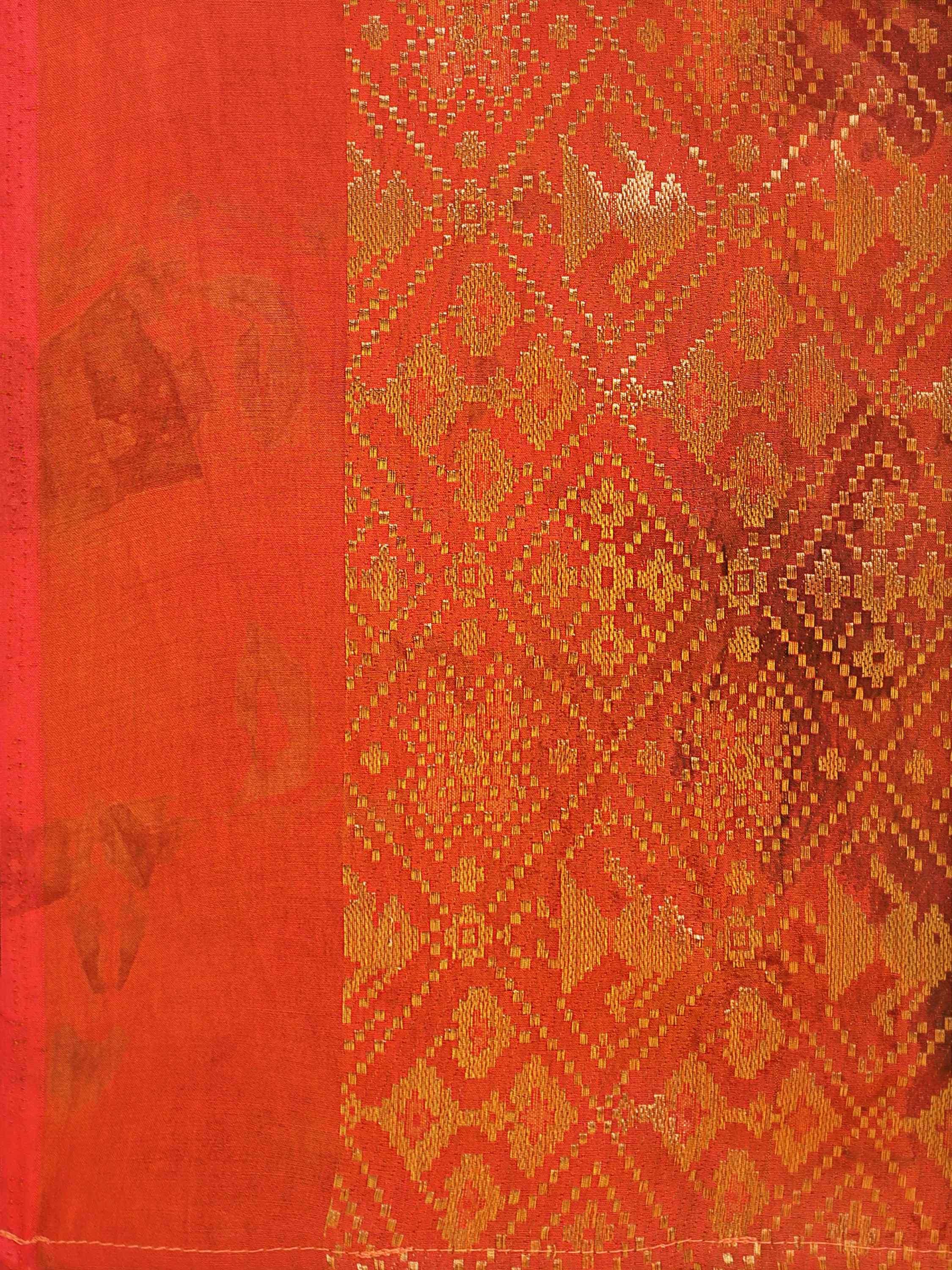 DUNGRANI ORANGE VIVACIOUS PATOLA BATIK LIVA SAREE