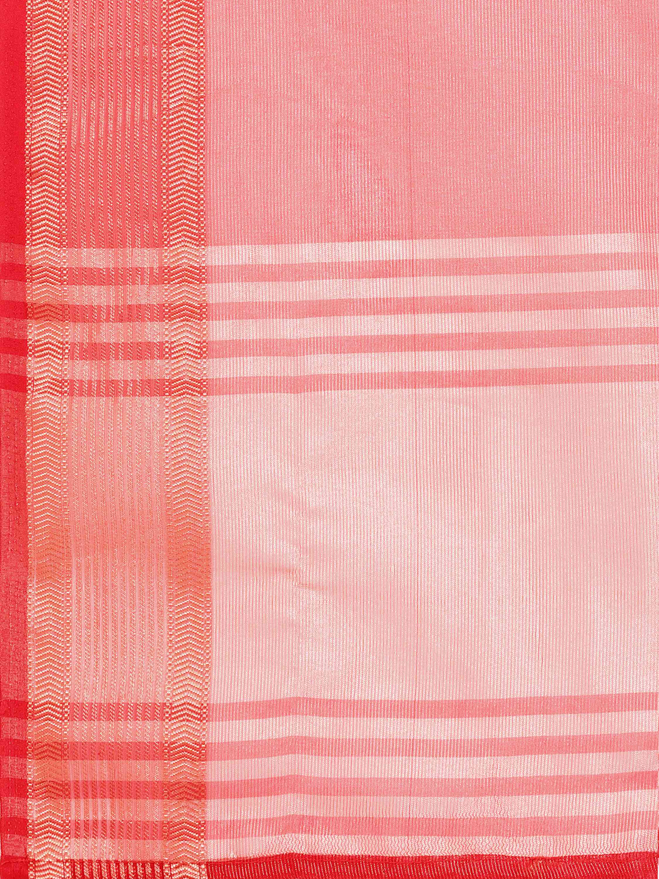 RED ORGANZA TISSUE SILK MAHESHWARI SAREE