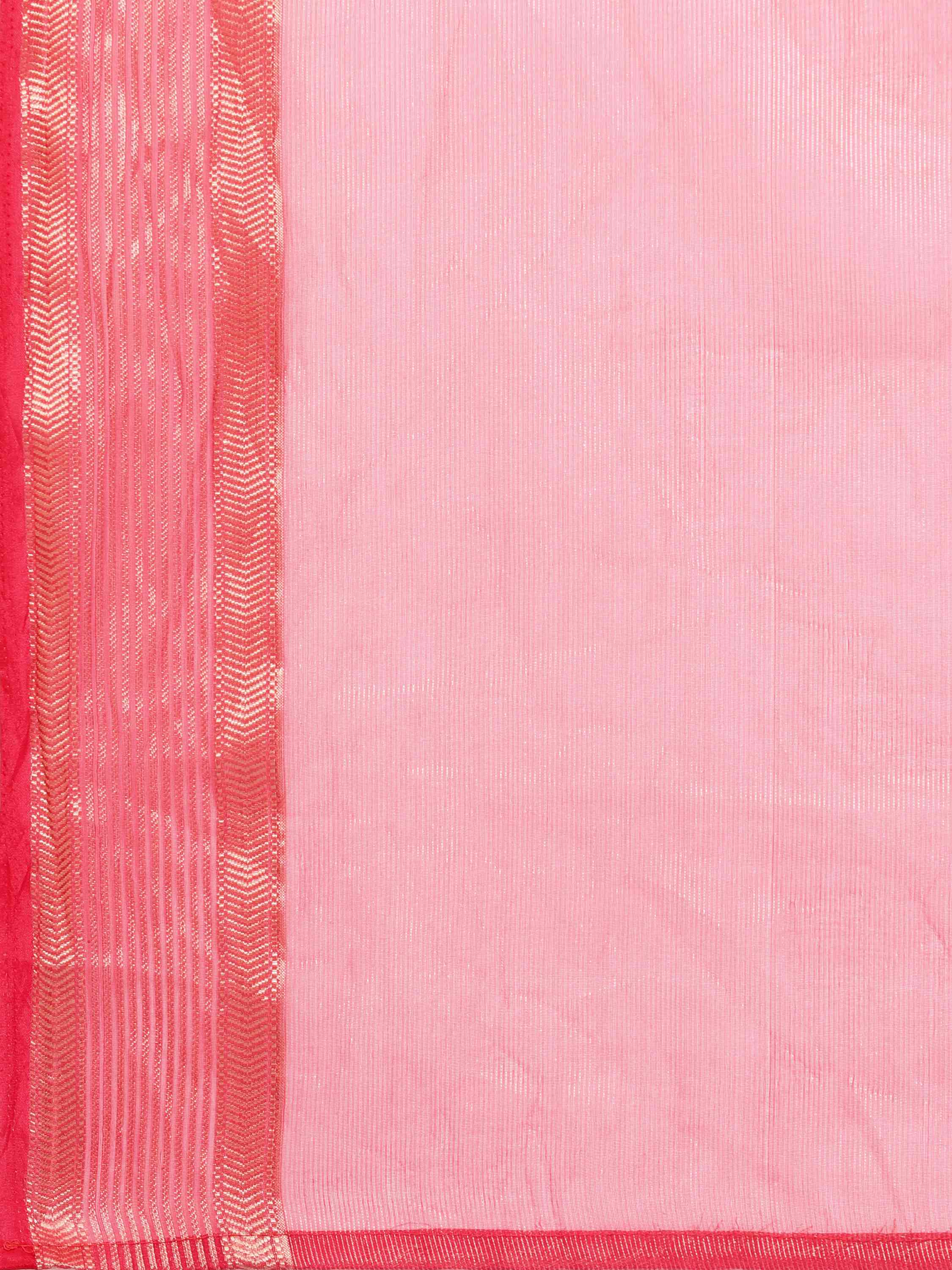 PINK ORGANZA TISSUE SILK MAHESHWARI SAREE