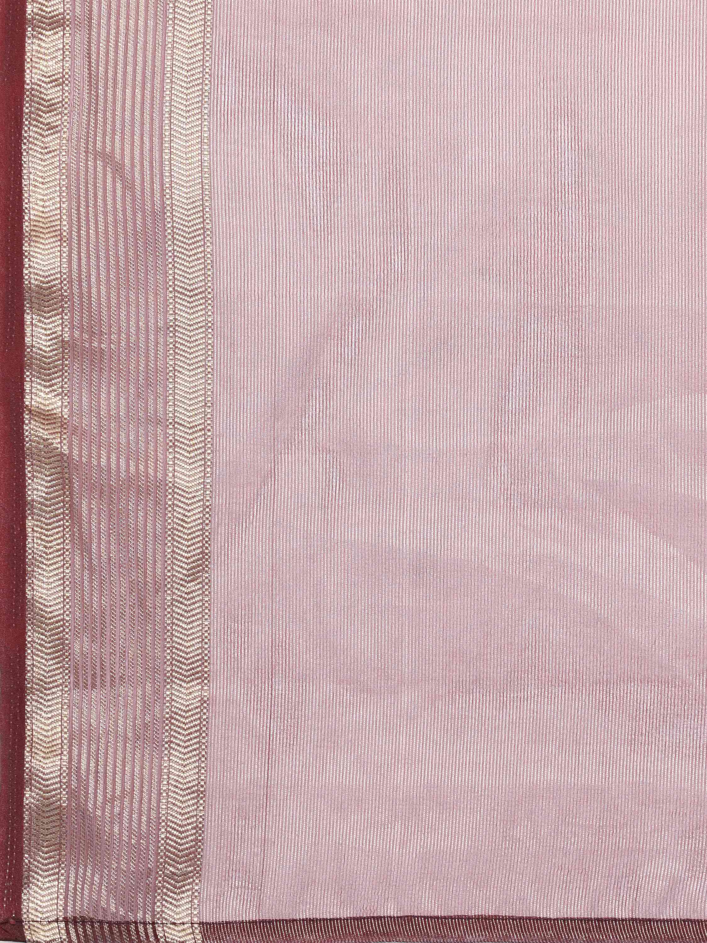 WINE ORGANZA TISSUE SILK MAHESHWARI SAREE