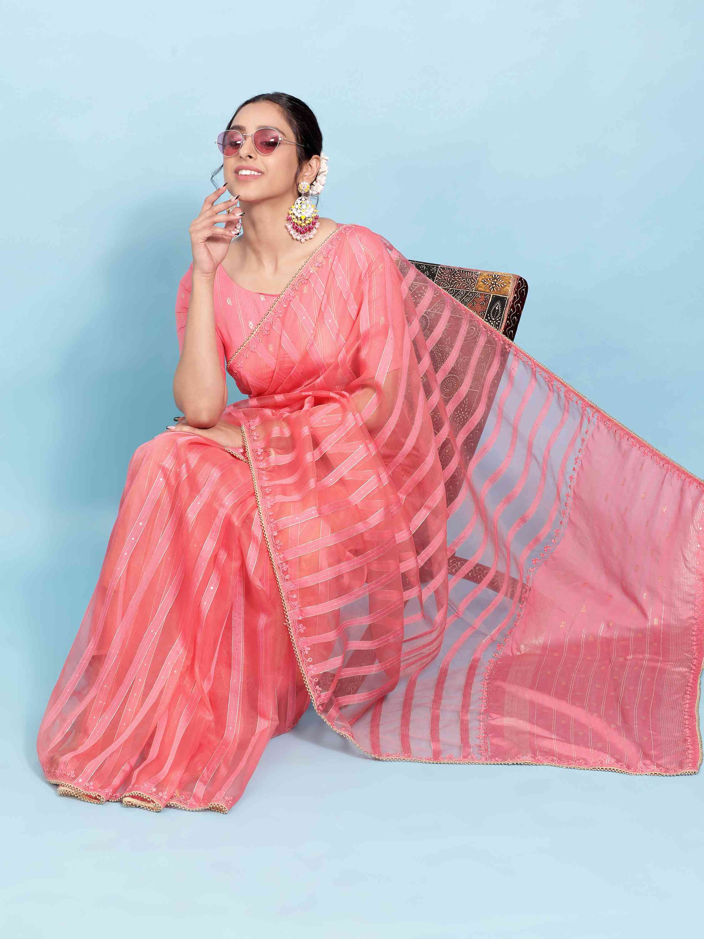 PINK FEEZY FIGARO LIVA SILK SAREE