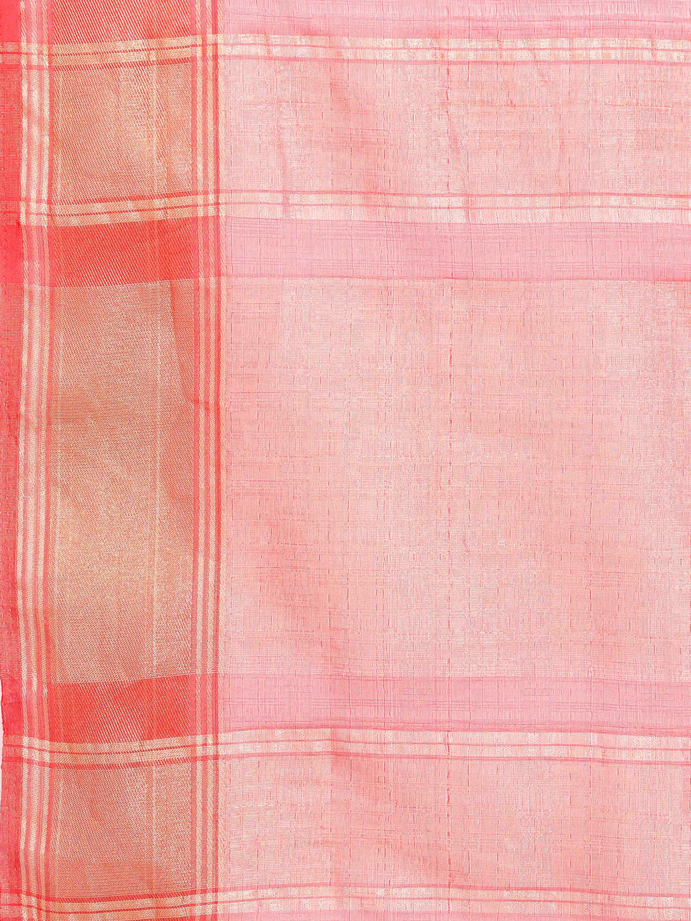 DUNGRANI RED ORGANZA TISSUE SILK SAREE