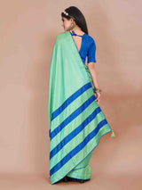 TURQUOISE ART SILK SAREE WITH BLUE BORDER