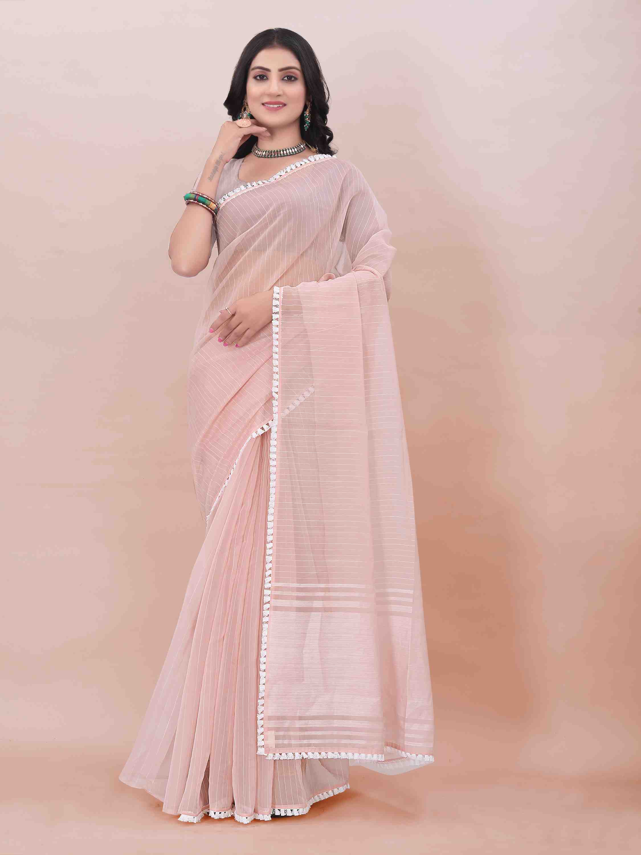 PEACH ORGANZA SAREE