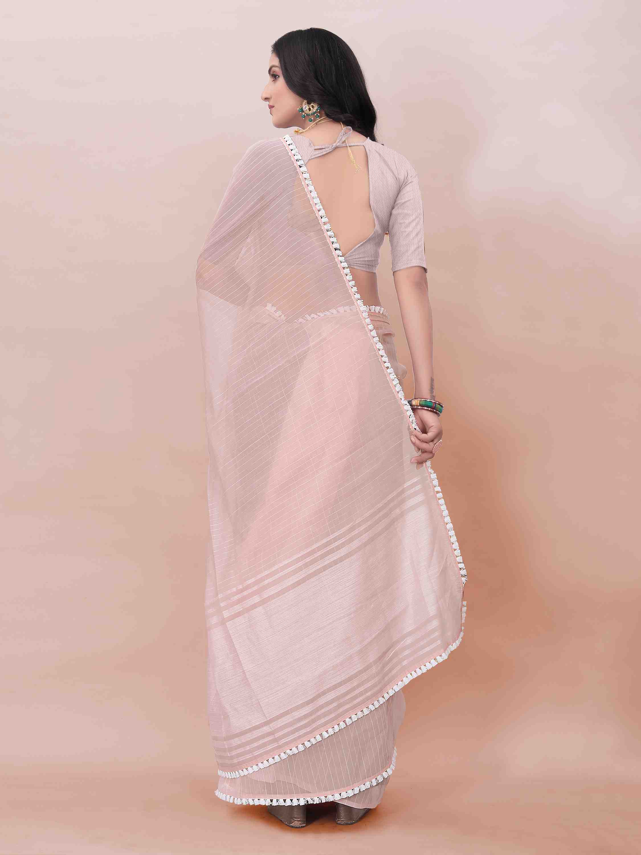 PEACH ORGANZA SAREE