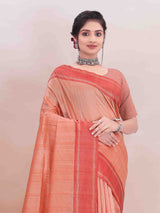 PEACH ART SILK SAREE WITH WEAVED BORDER