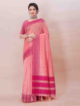 PINK ART SILK SAREE WITH WEAVED BORDER