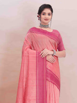 PINK ART SILK SAREE WITH WEAVED BORDER