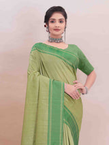 GREEN ART SILK SAREE WITH WEAVED BORDER