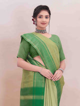 GREEN ART SILK SAREE WITH WEAVED BORDER