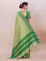 GREEN ART SILK SAREE WITH WEAVED BORDER