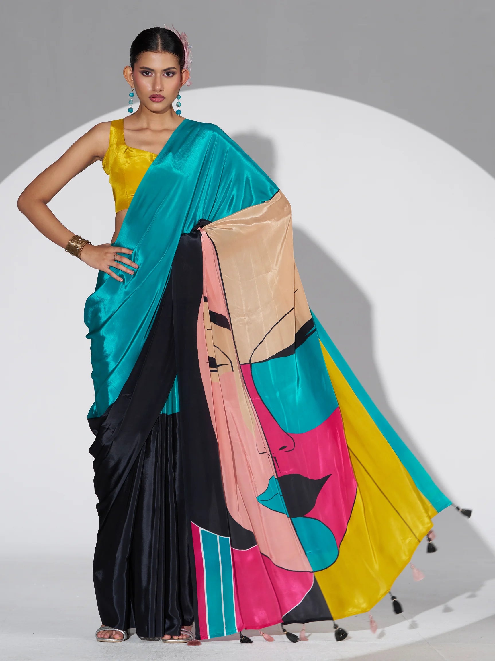 NATURAL CRAPE DIGITAL PRINTED SAREE