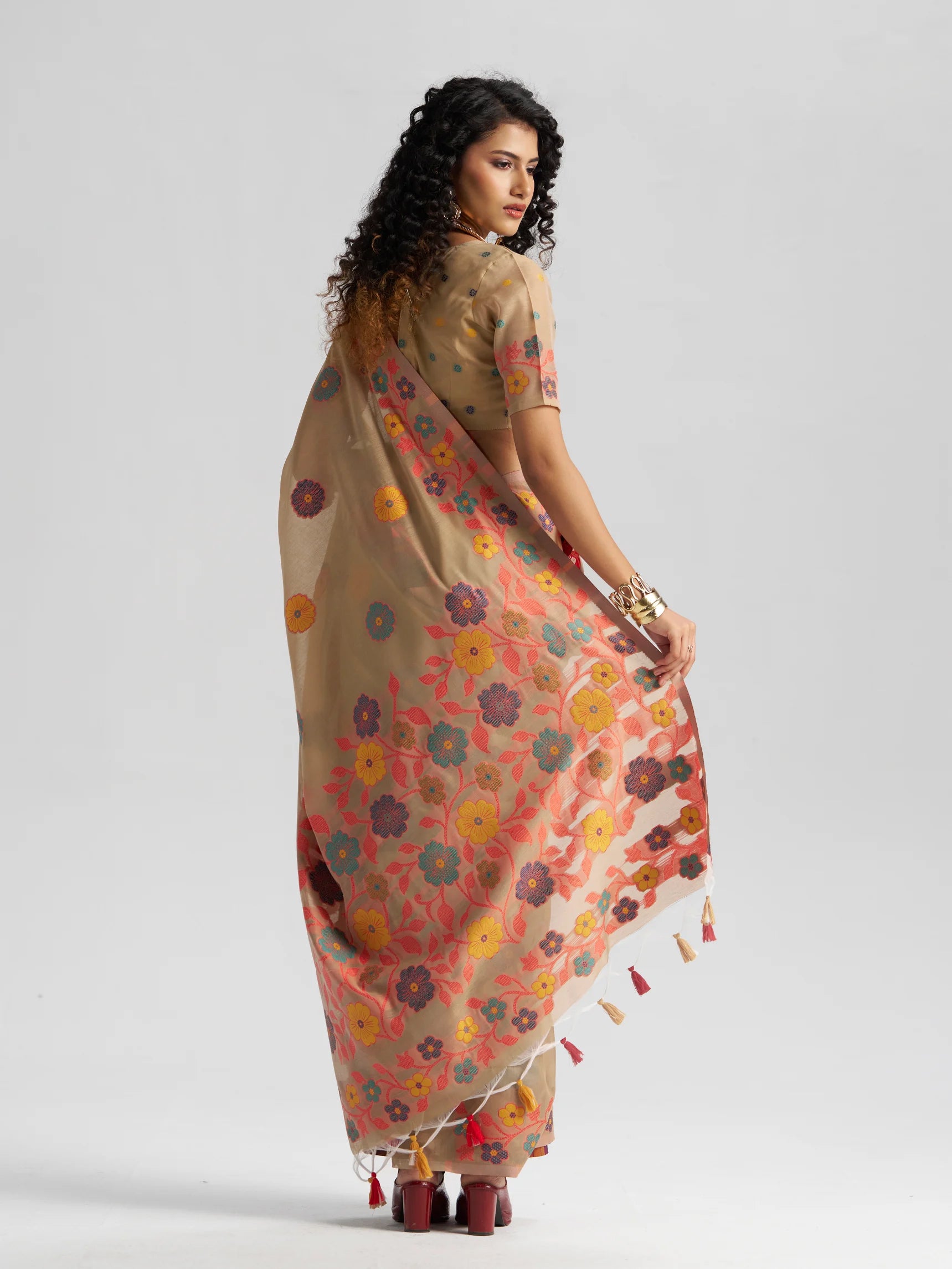 COTTON SILK GARDENIA SAREE WITH BLOUSE