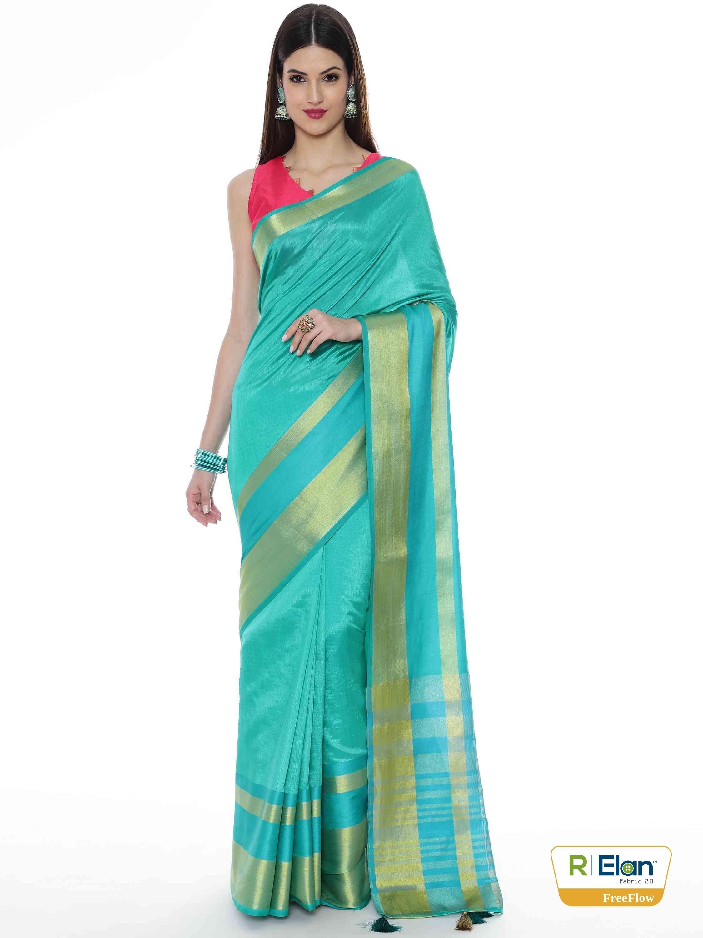 TURQUOISE BLUE EVA SILK 4D PALLU SAREE