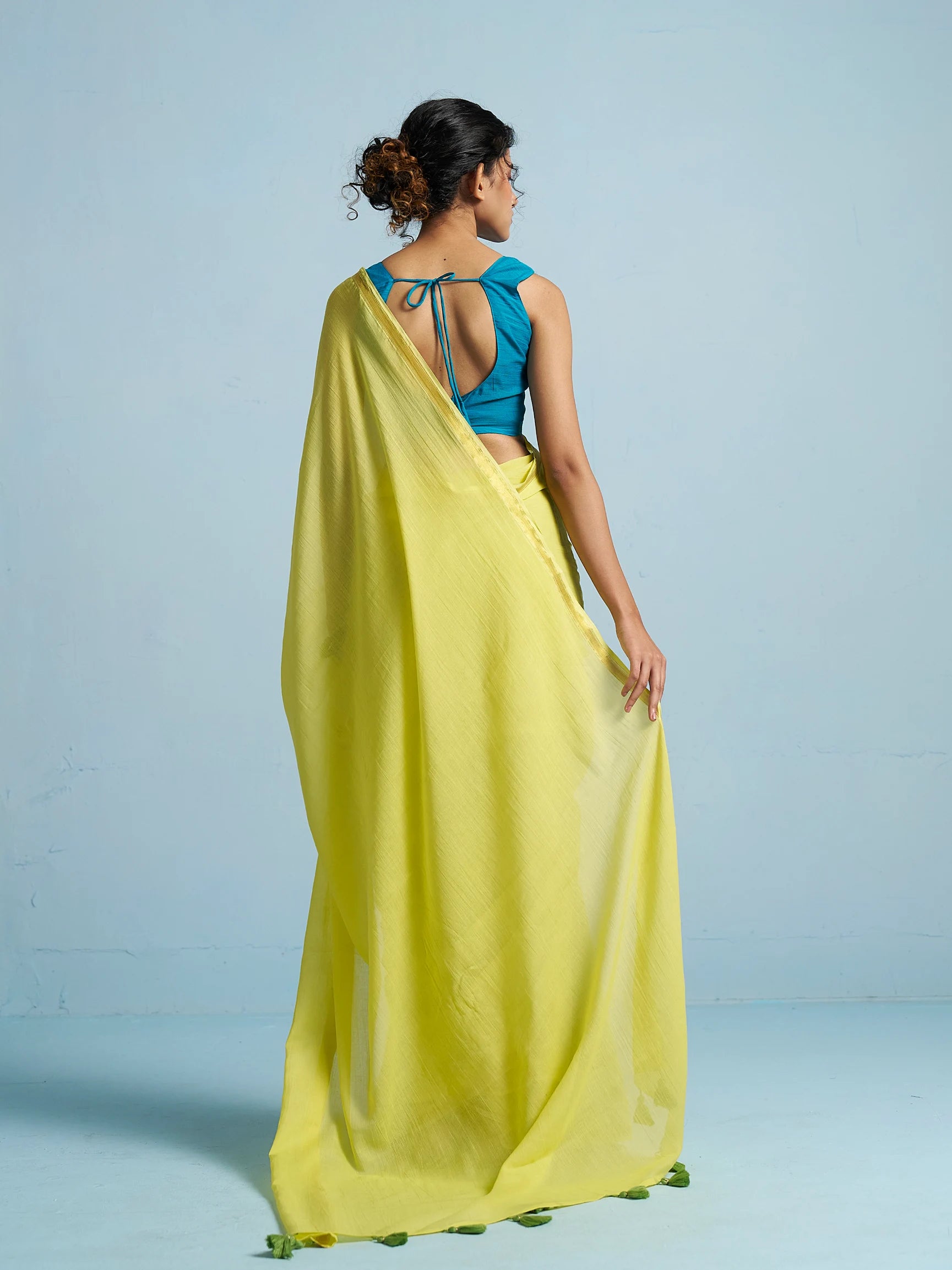 VISCOSE MUL LIVA SOLID SAREE WITH BLOUSE