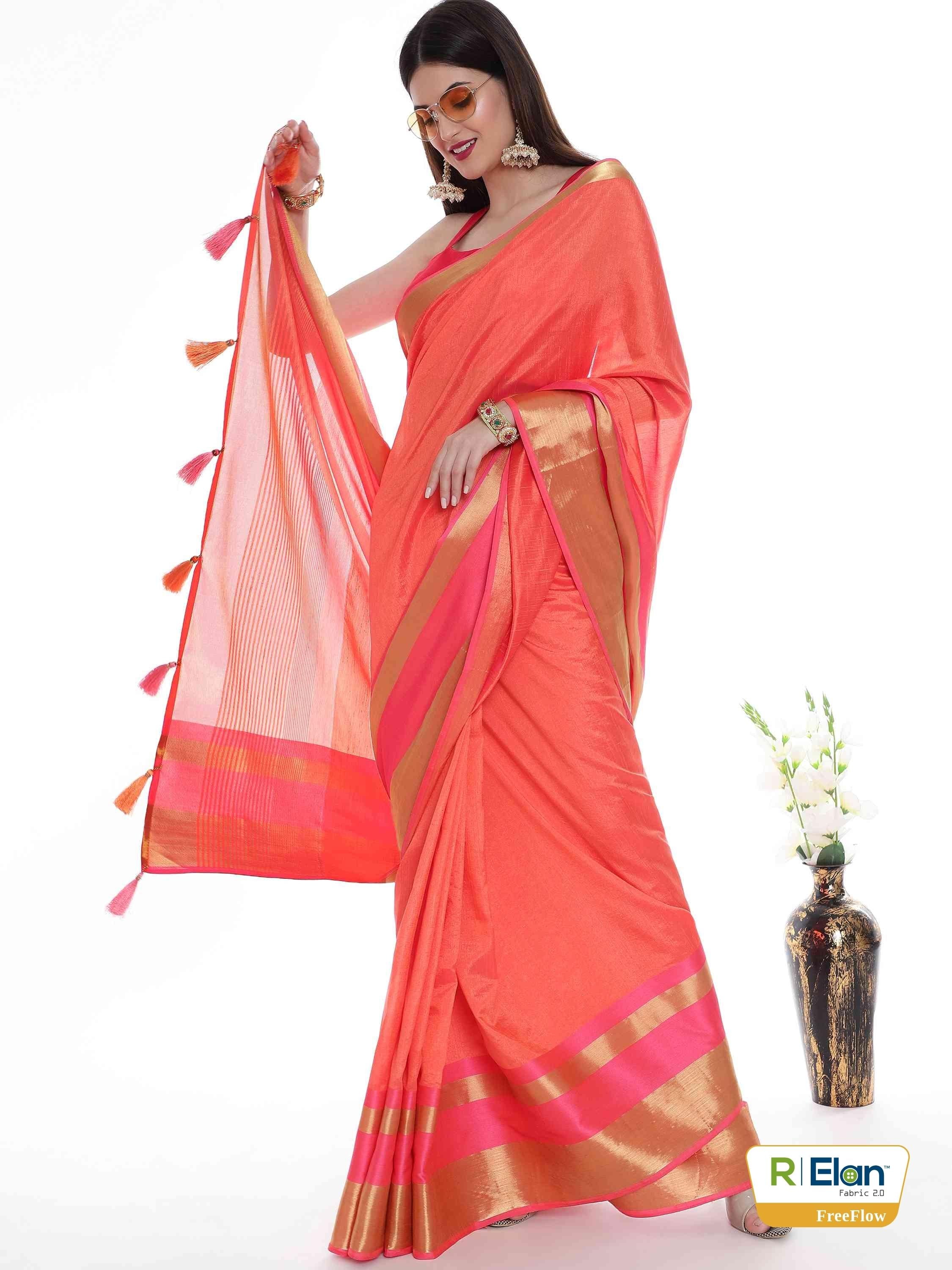 PEACH EVA SILK 4D PALLU SAREE