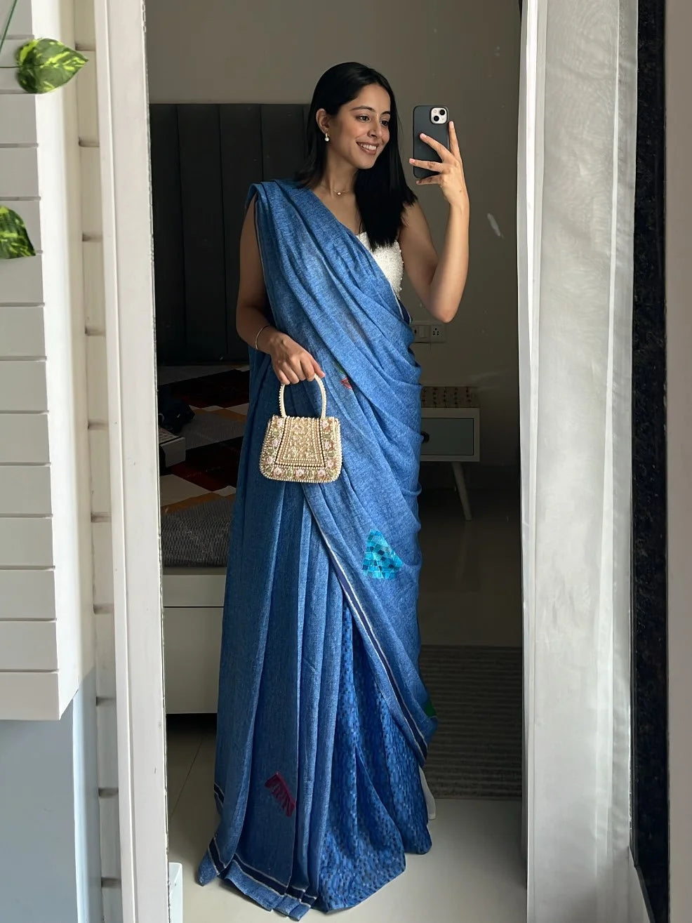 NISHTHA IN VINTAGE VIBE DENIM SAREE