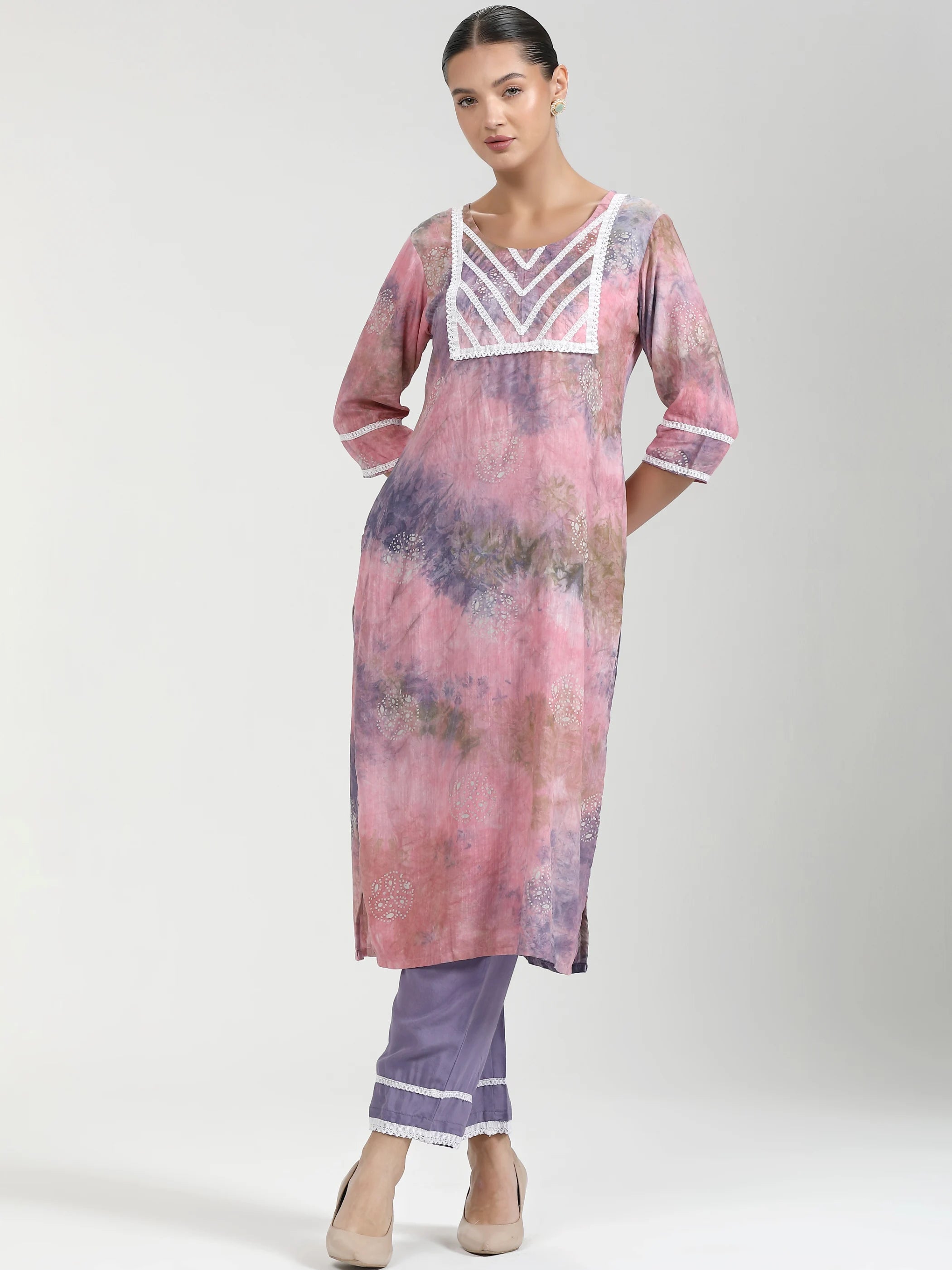 PURPLE SMOOTHIE 9 BATIK PRINTED W KURTA WITH PANT