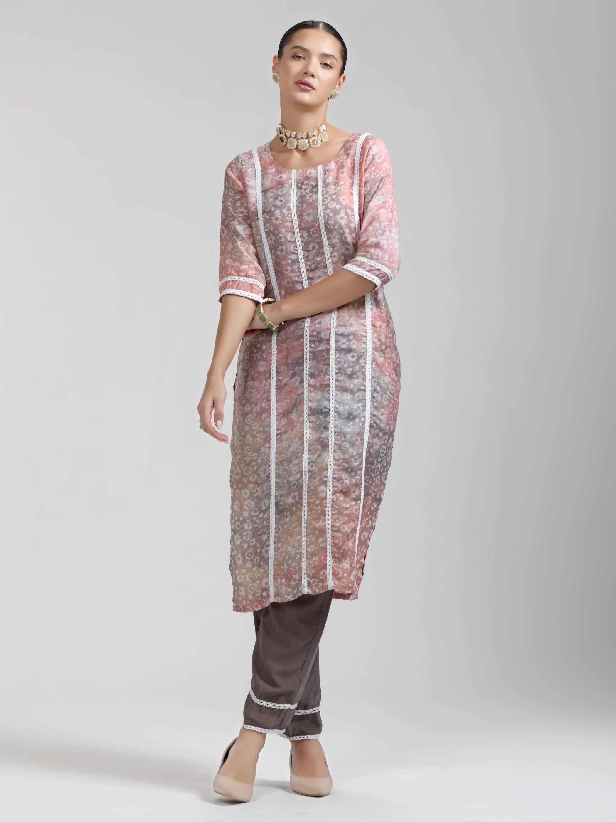 SMOOTHIE 9 BATIK PEACH KURTA PAIR