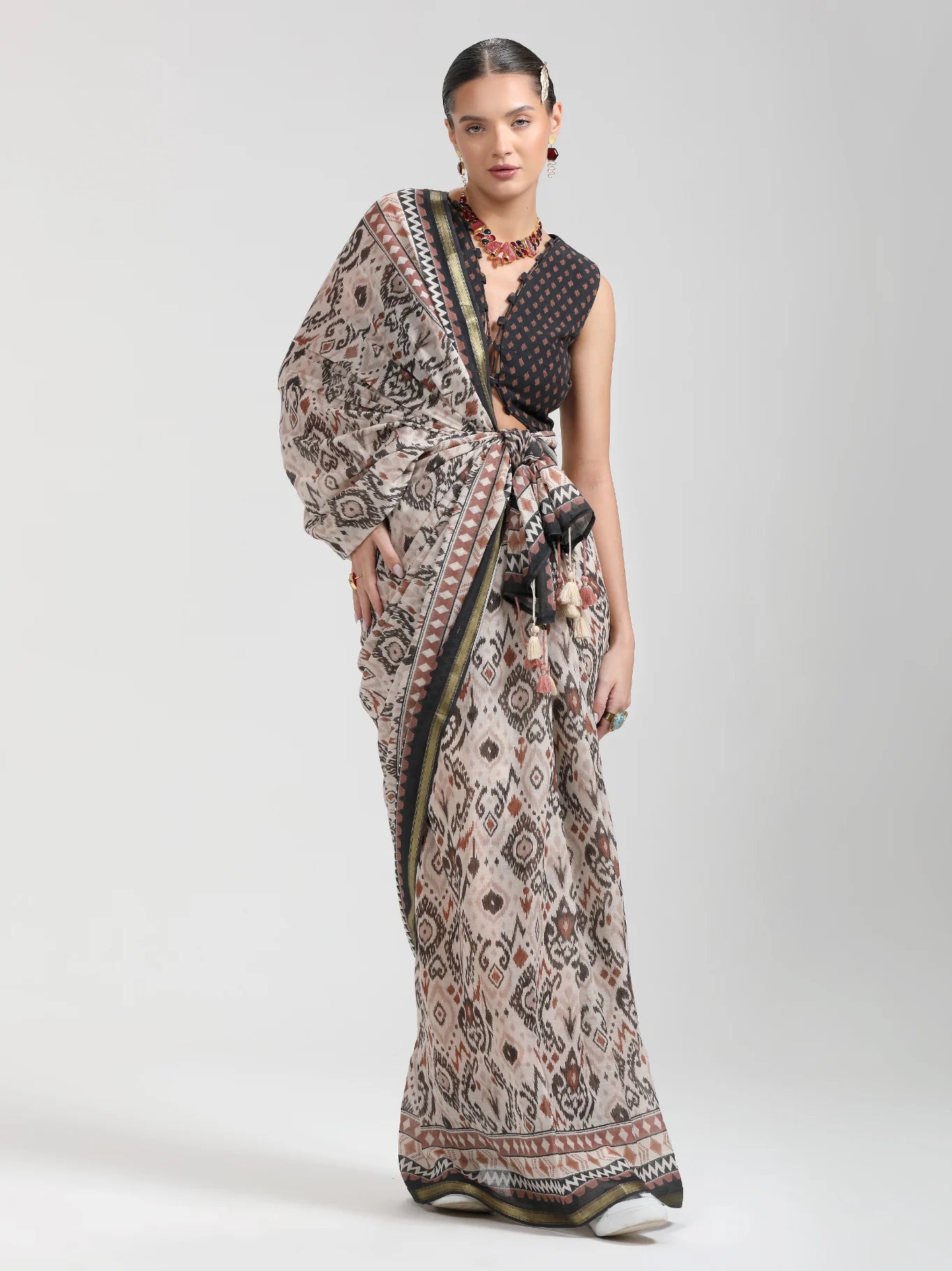 VISCOSE MUL DIGITAL SAREE WITH BLOUSE