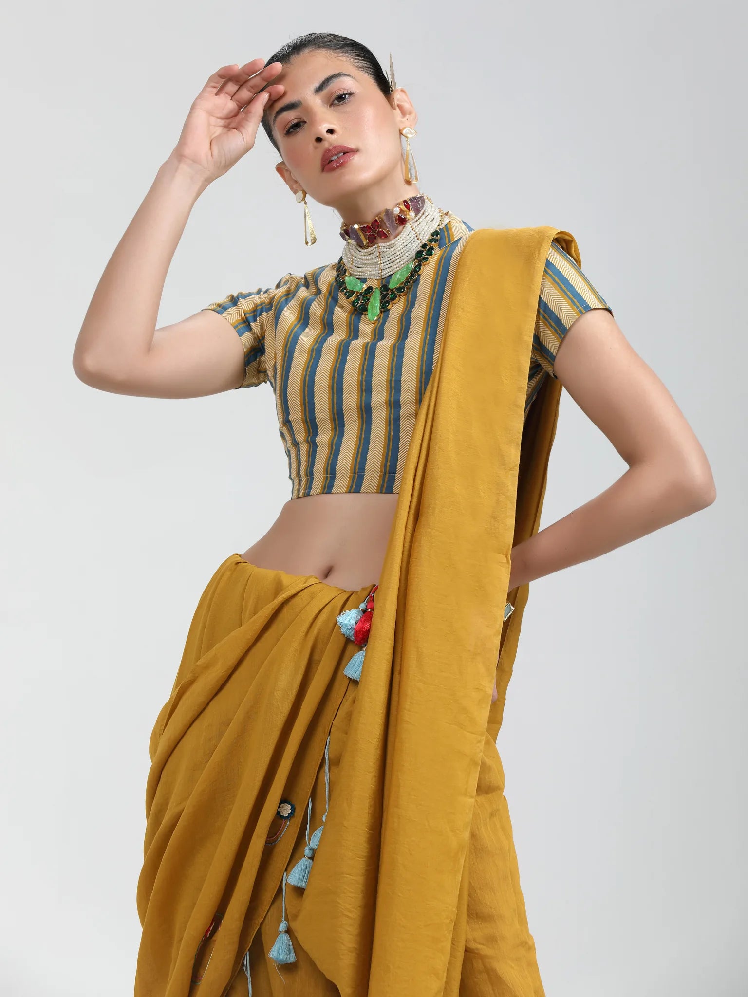 PERI PERI HAND EMBROIDERED LIVA SAREE WITH BLOUSE