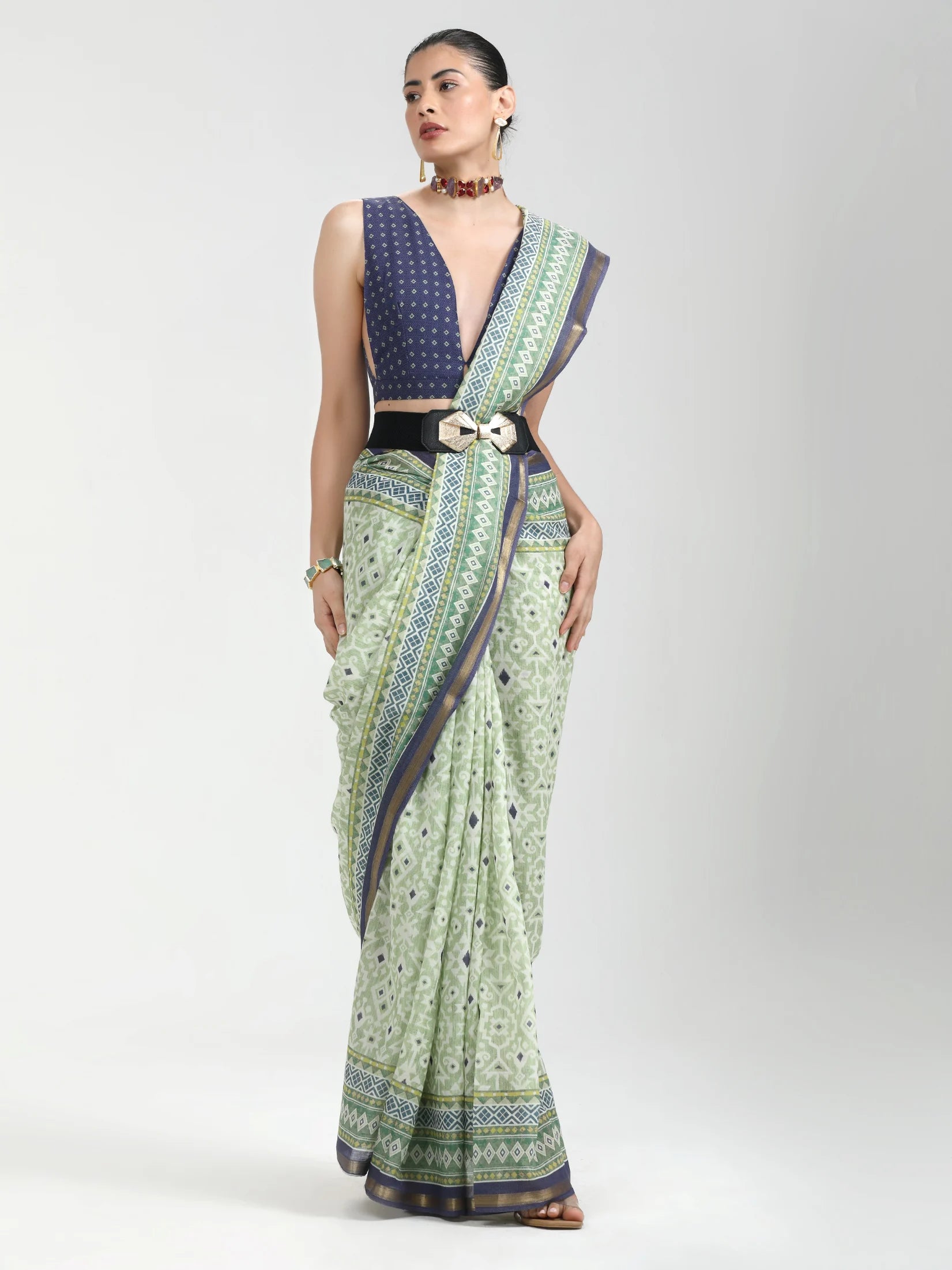 VISCOSE MUL DIGITAL SAREE WITH BLOUSE