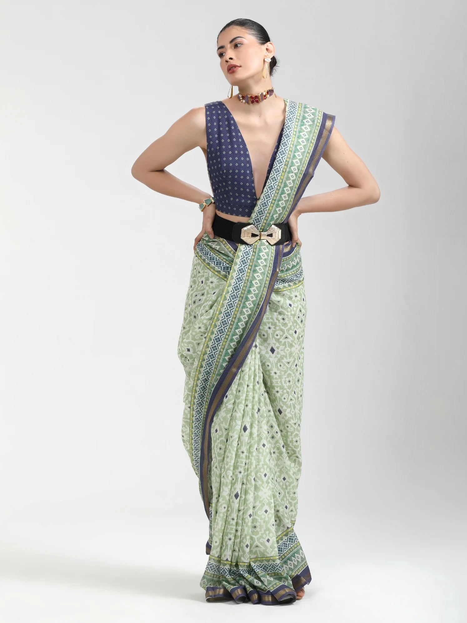 VISCOSE MUL DIGITAL SAREE WITH BLOUSE