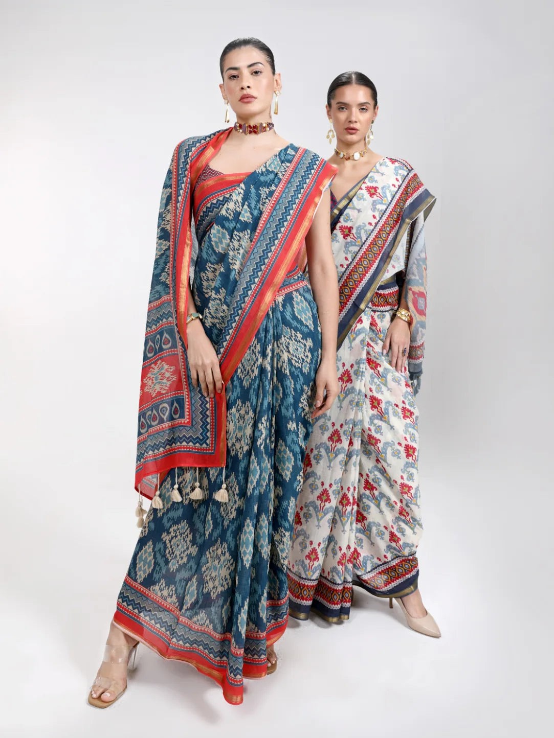 VISCOSE MUL DIGITAL SAREE WITH BLOUSE