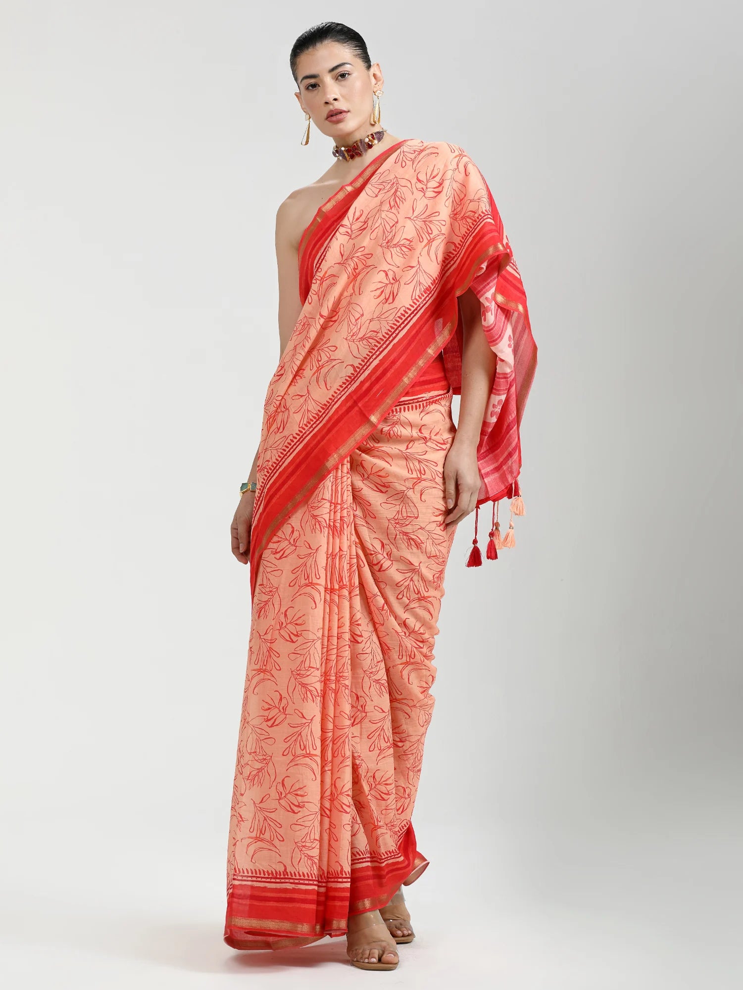 VISCOSE MUL DIGITAL SAREE WITH BLOUSE