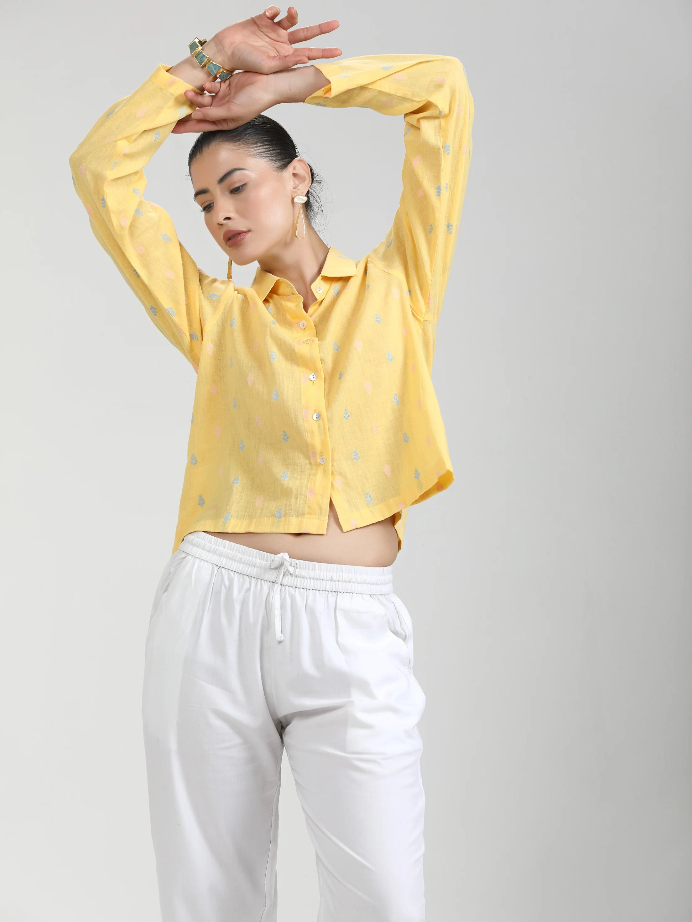 YELLOW CC MULTI LEAF TUNIC