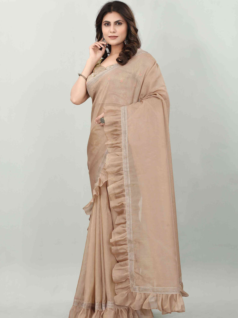 EMBELLISHED RUFFLE ORGANZA SAREE WITH BLOUSE