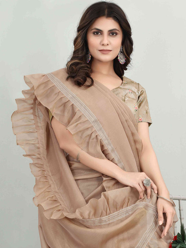 EMBELLISHED RUFFLE ORGANZA SAREE WITH BLOUSE